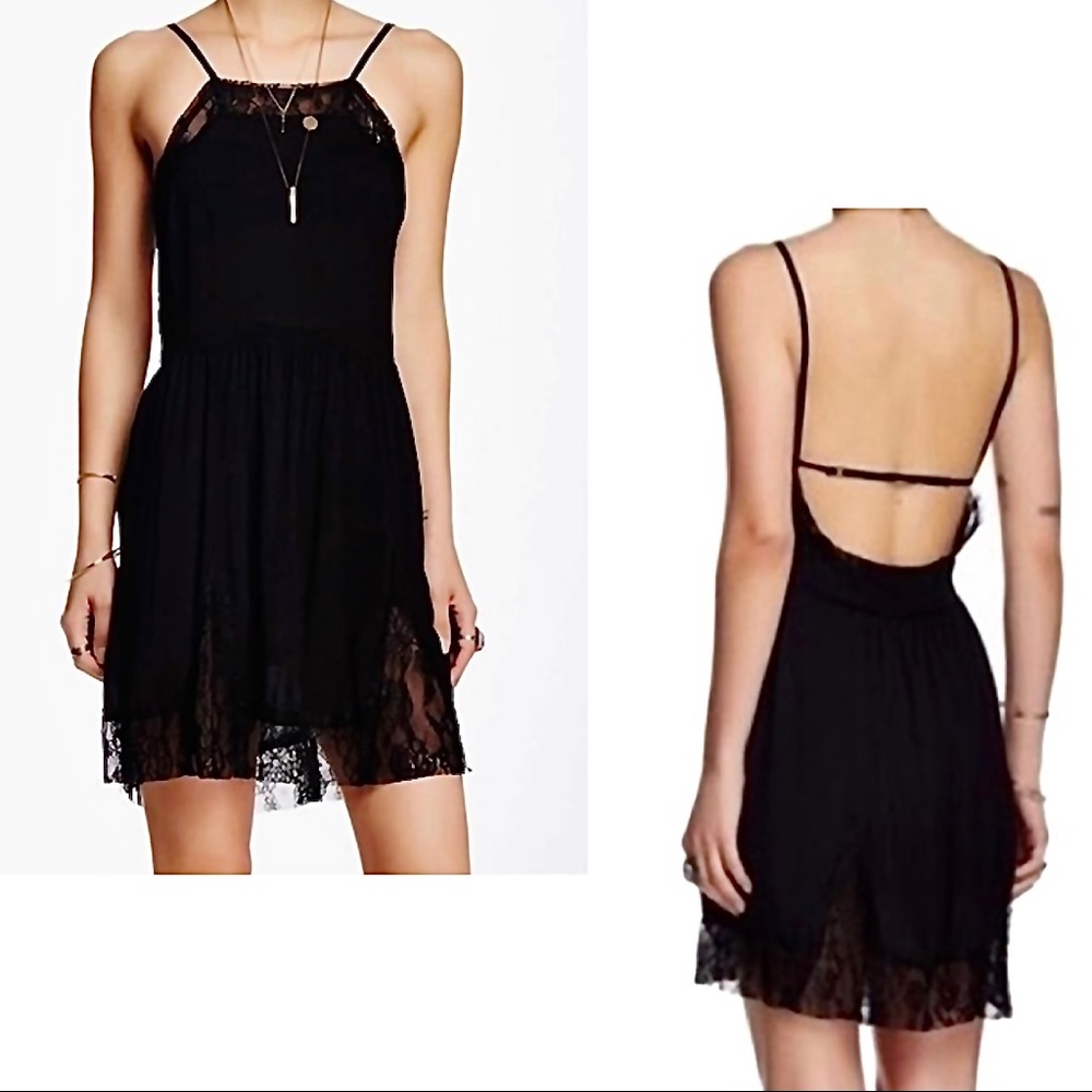Intimately by Free People Black Lace Trimmed Dress